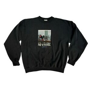 vintage black disney sweatshirt twin towers new york adult large mikey minnie